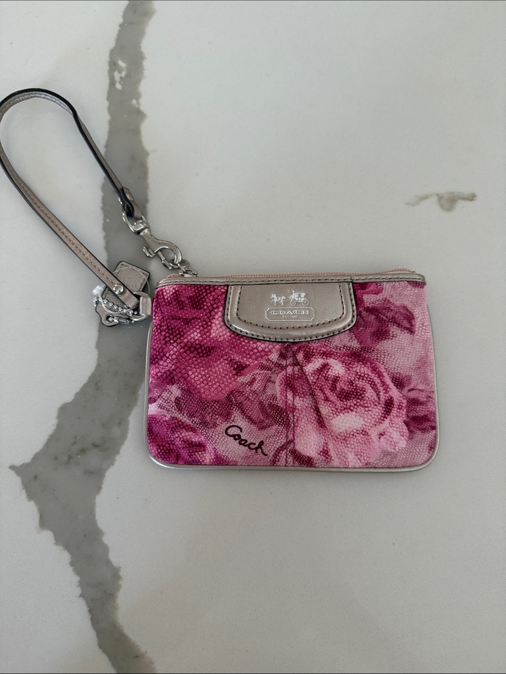 Coach Pink Floral Wristlet Clutch